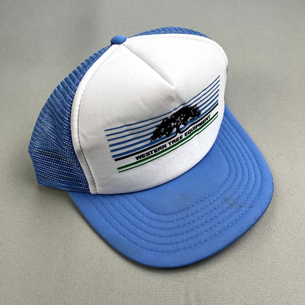 Vintage Tree Hat Cap Snapback Trucker Blue Gardening Equipment Nature Outdoor